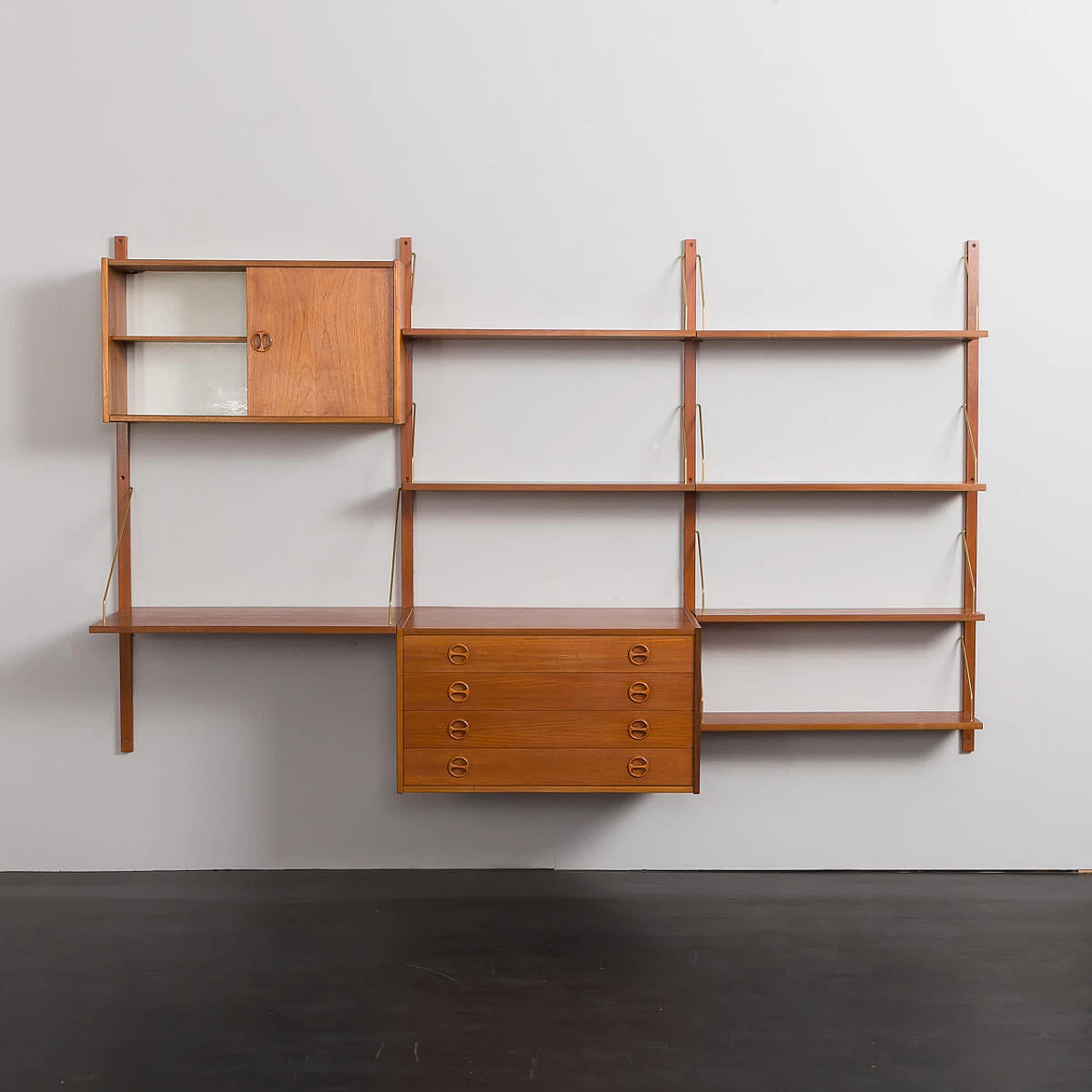 Danish teak wall unit with drawer in the style of Poul Cadovius, 1960s 8