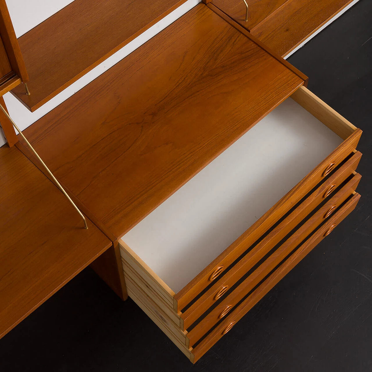 Danish teak wall unit with drawer in the style of Poul Cadovius, 1960s 10