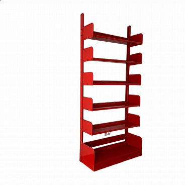 Red metal bookcase Congresso by Lips Vago, 1968