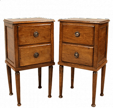 Pair of Direttorio bedside tables in walnut, late 18th century