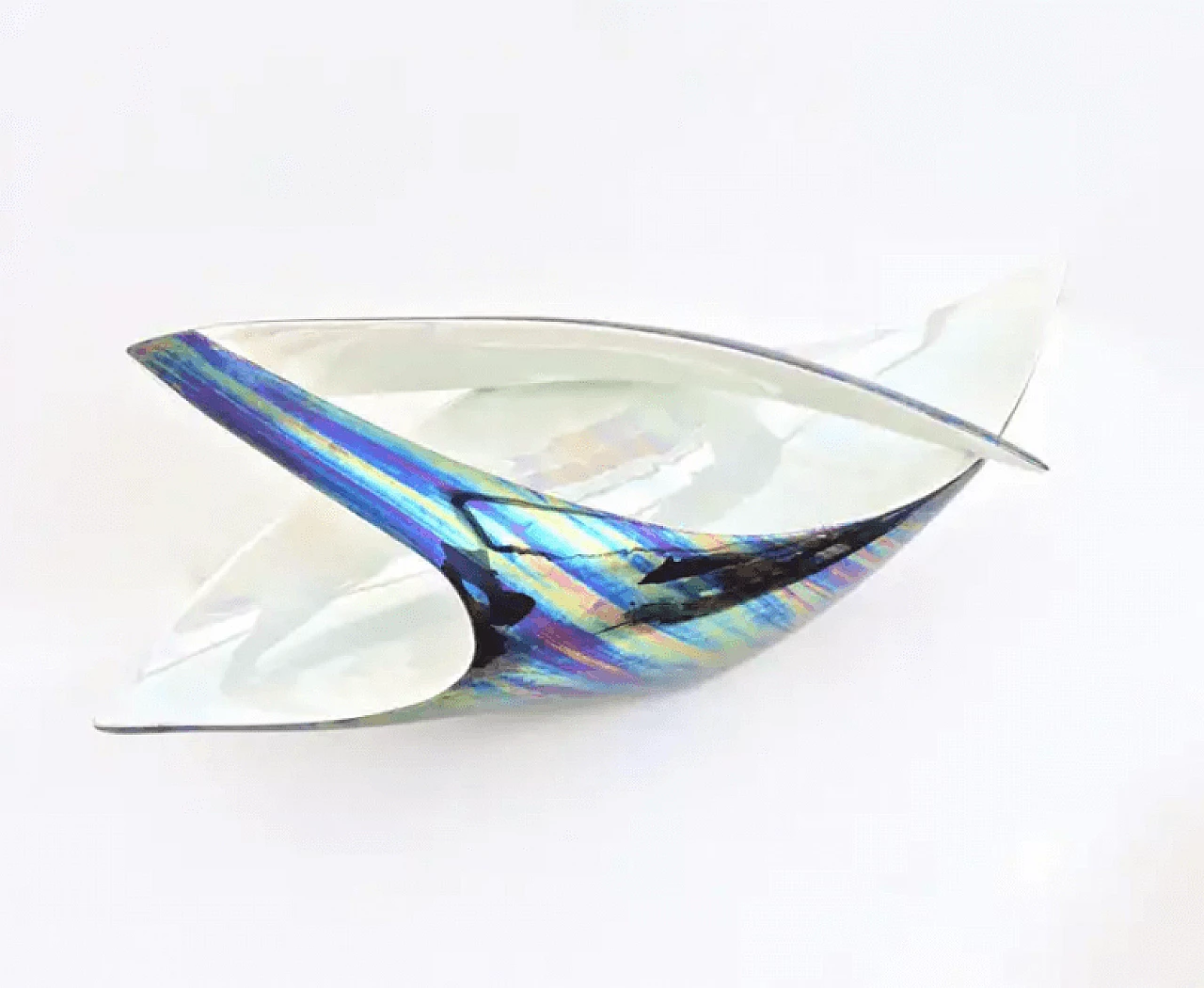 Luxury white and iridescent ceramic bowl or centrepiece, 1950s 2