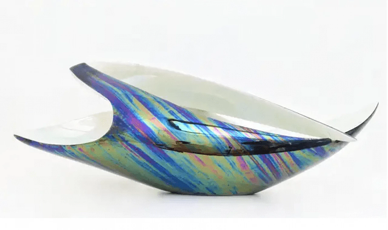 Luxury white and iridescent ceramic bowl or centrepiece, 1950s 3