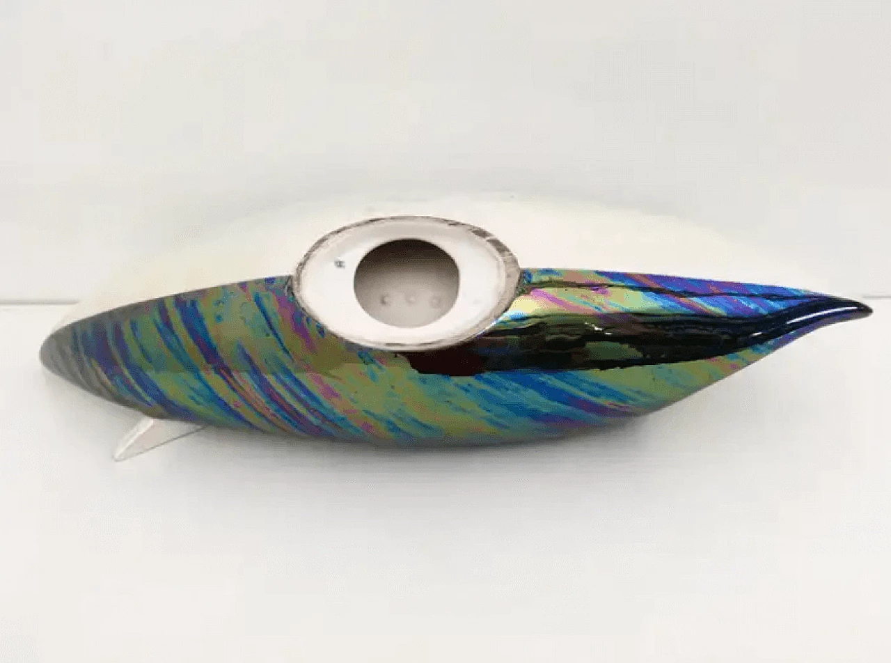 Luxury white and iridescent ceramic bowl or centrepiece, 1950s 5