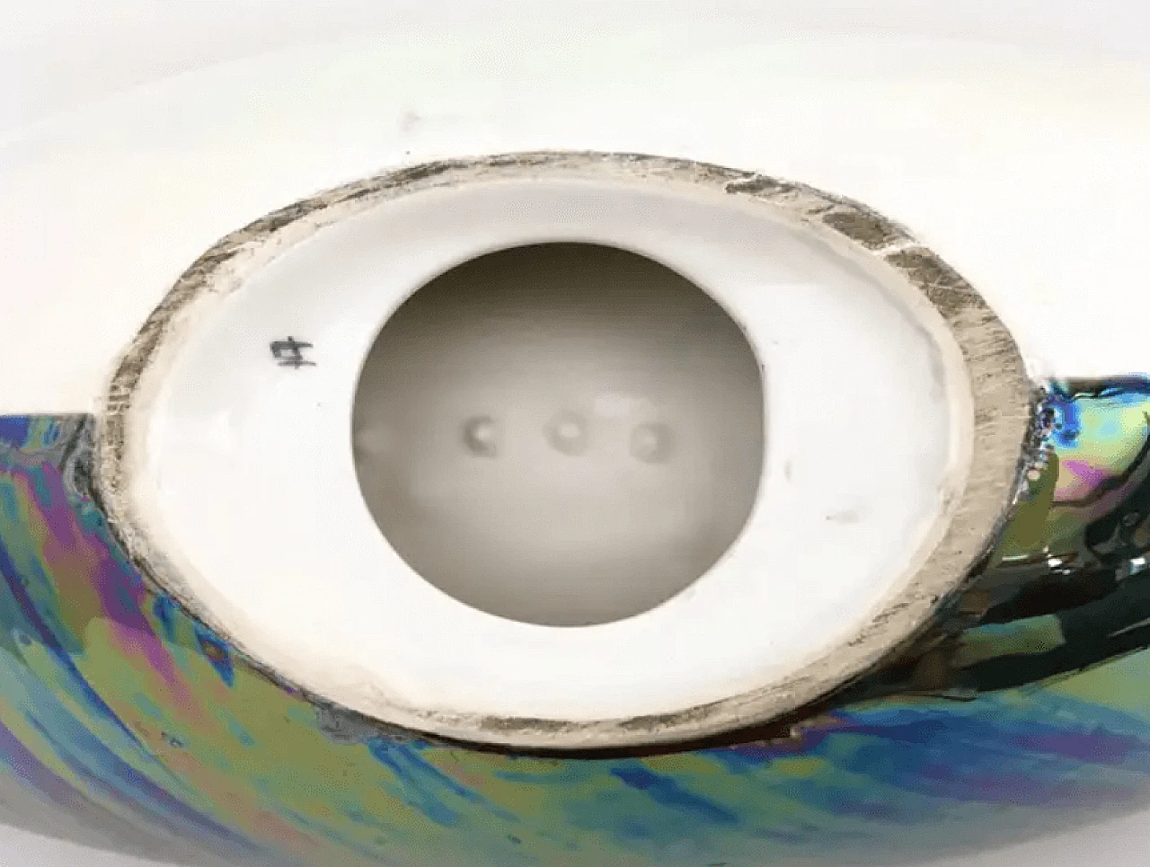 Luxury white and iridescent ceramic bowl or centrepiece, 1950s 6