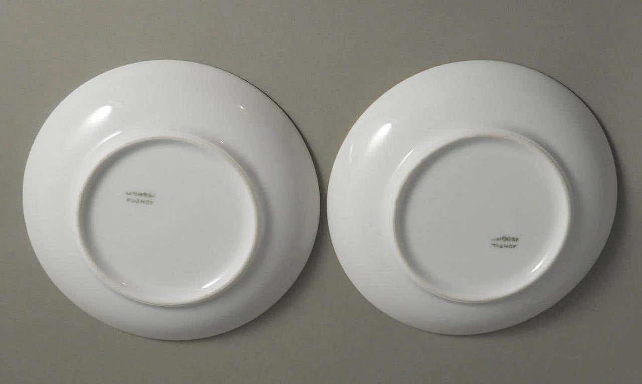 Coppia di tazze Napoleone III in porcellana di Limoges dipinta a mano con piattini, fine '800 17