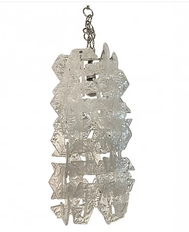 Frosted Murano glass chandelier by Mazzega, 1970s