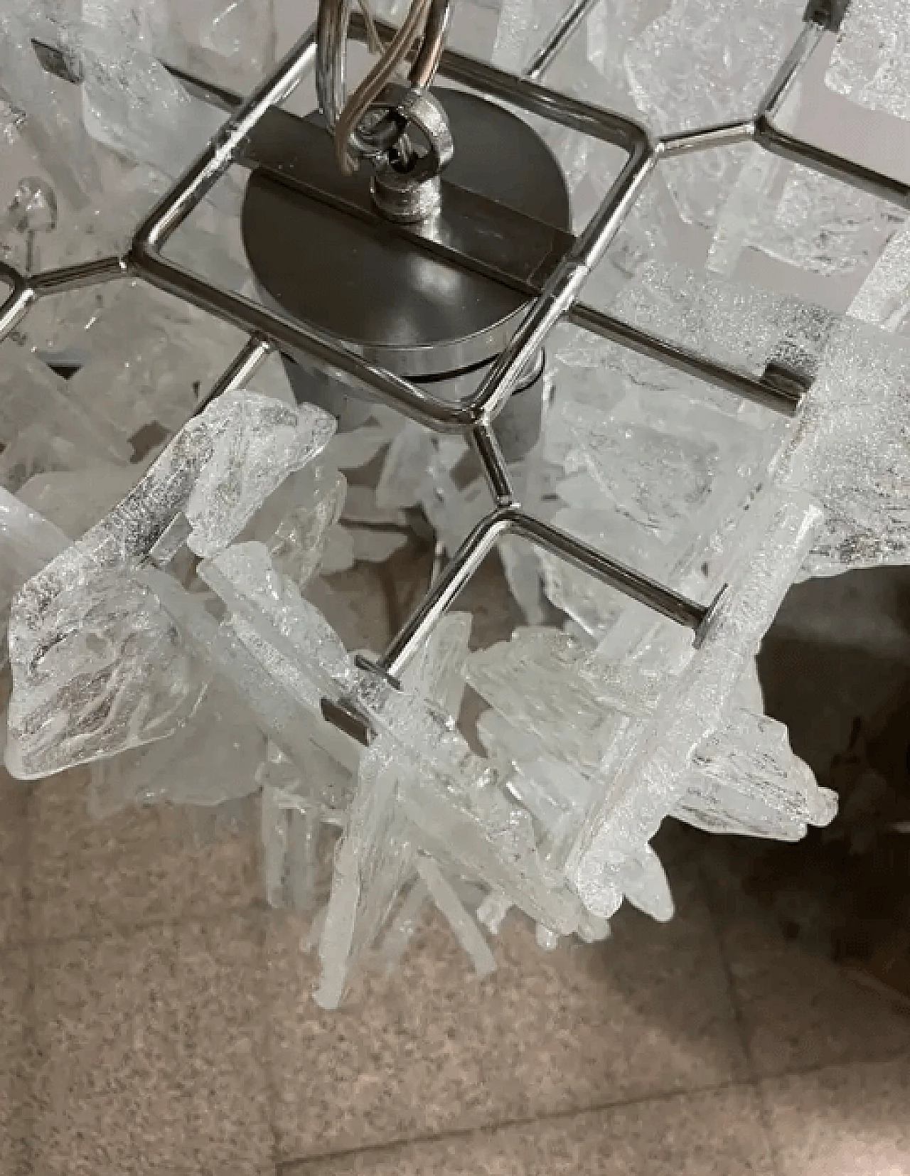 Frosted Murano glass chandelier by Mazzega, 1970s 2