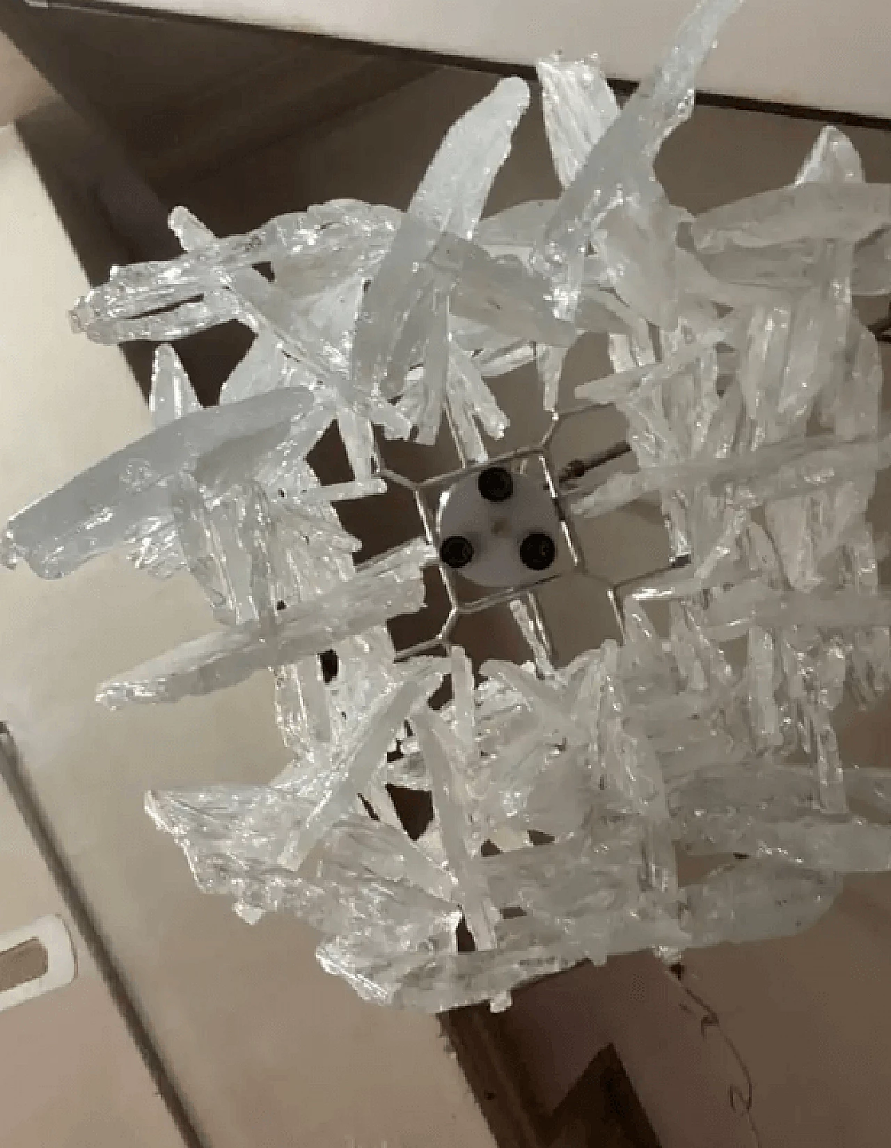 Frosted Murano glass chandelier by Mazzega, 1970s 3