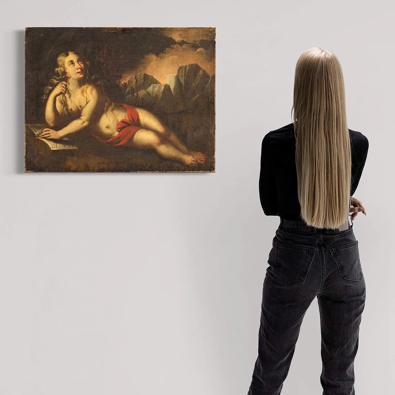Maria Maddalena, dipinto francese ad olio su tela, '600 1332095