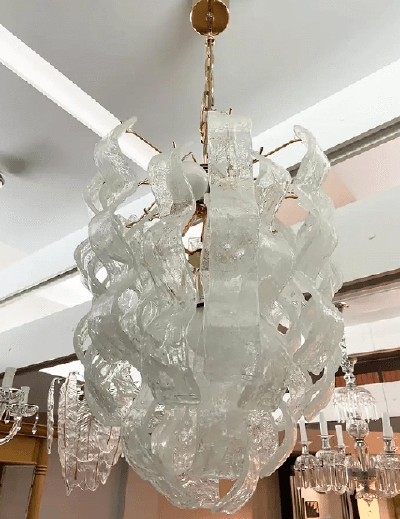 Murano glass cascade chandelier by Mazzega, 1970s 3