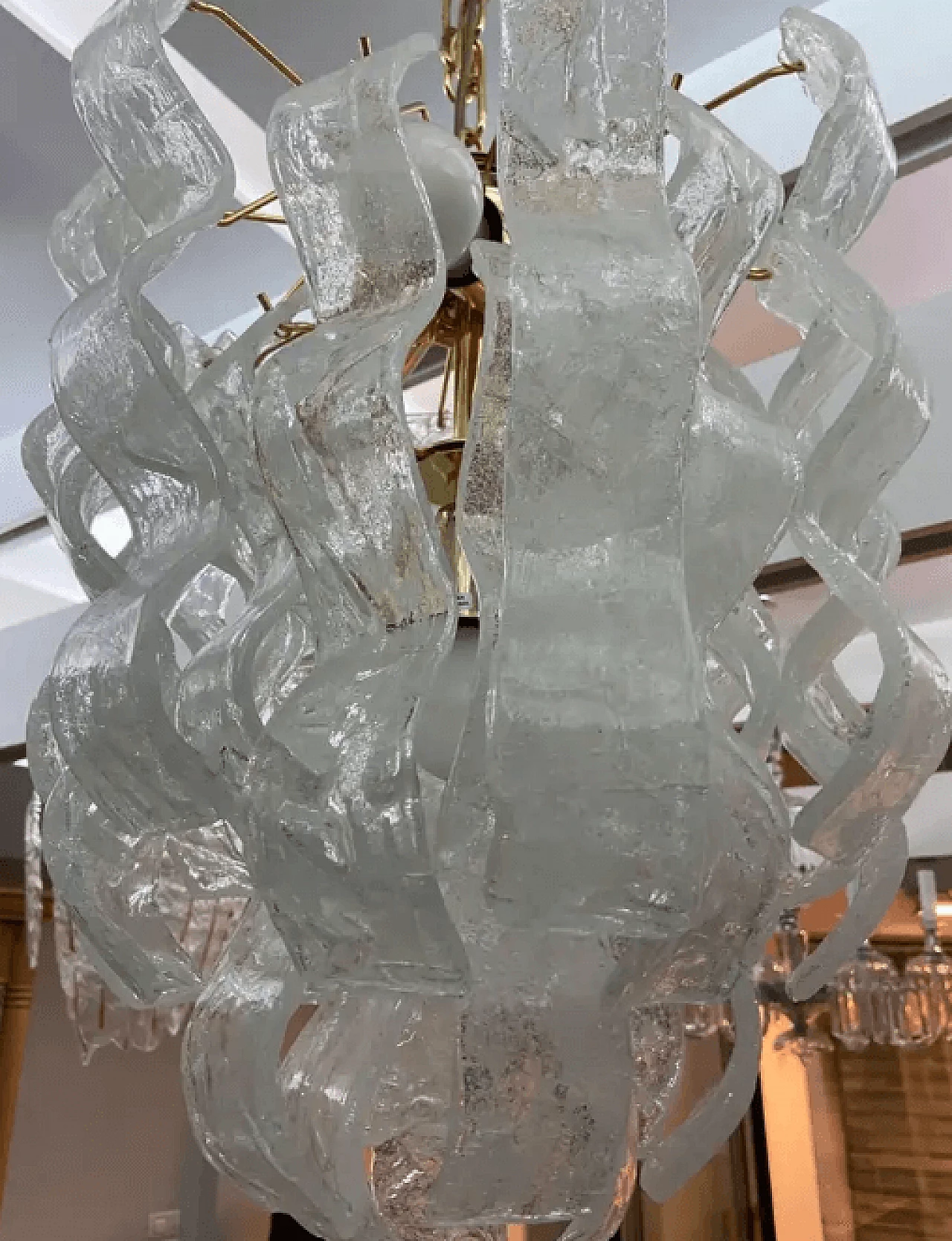 Murano glass cascade chandelier by Mazzega, 1970s 4