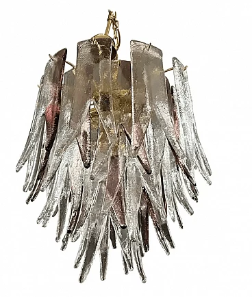 Amethyst and transparent Murano glass chandelier by Mazzega, 1970s