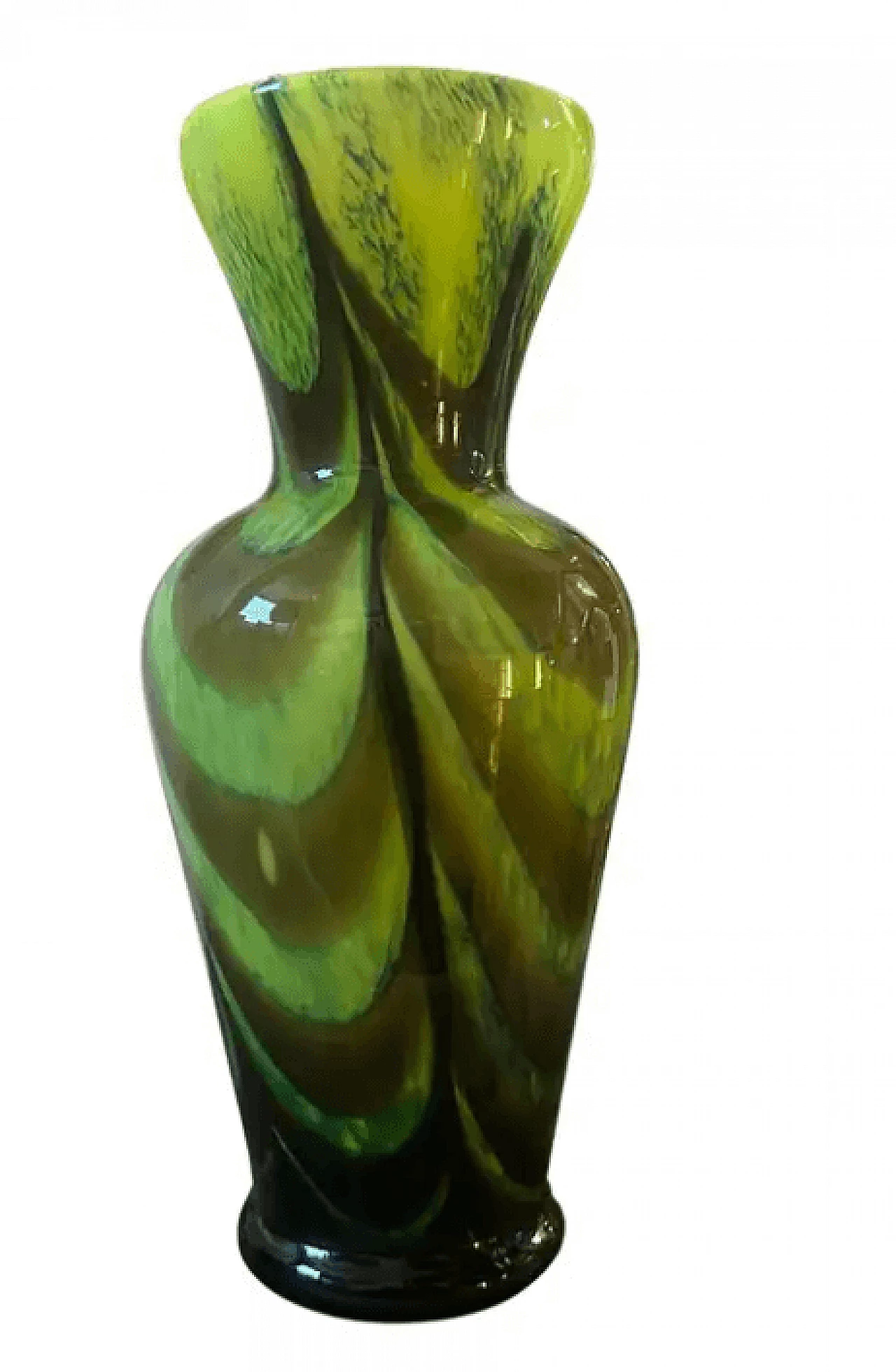 Vaso in vetro opalino verde, marrone e nero di Carlo Moretti, anni '70 1