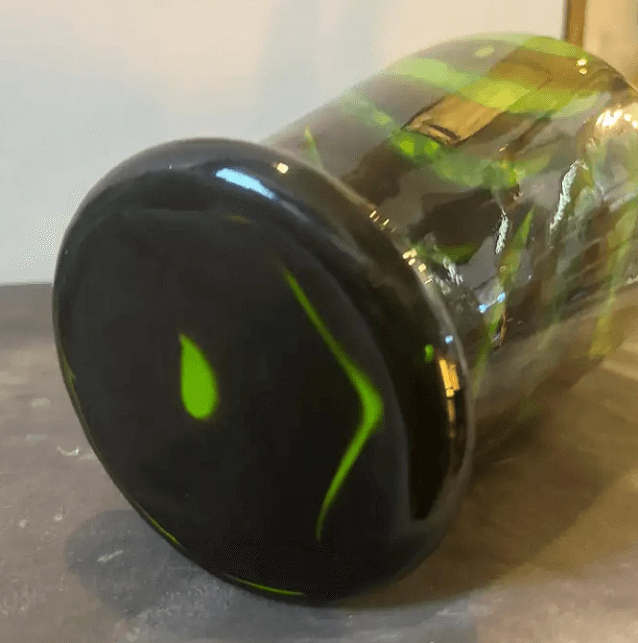 Green, brown and black opaline glass vase by Carlo Moretti, 1970s 3