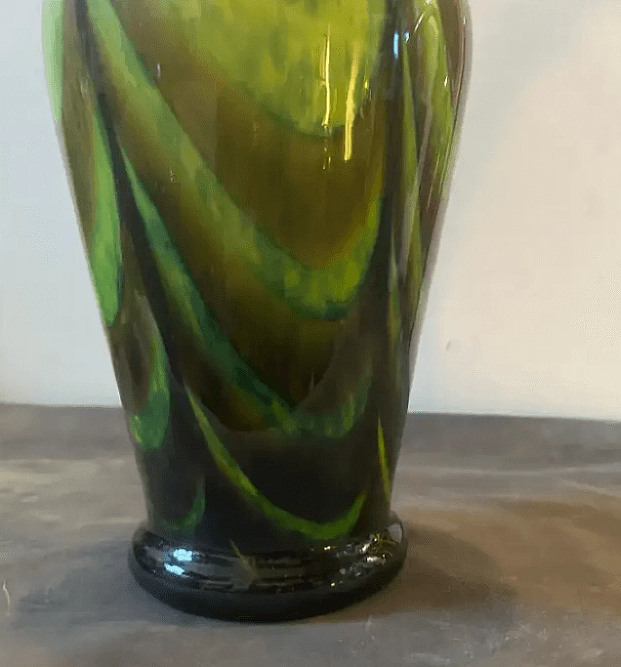 Green, brown and black opaline glass vase by Carlo Moretti, 1970s 5