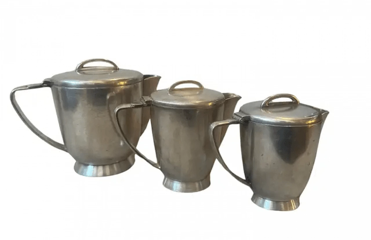 3 Alpaca teapots by Gio Ponti for Fratelli Calderoni, 1930s 1