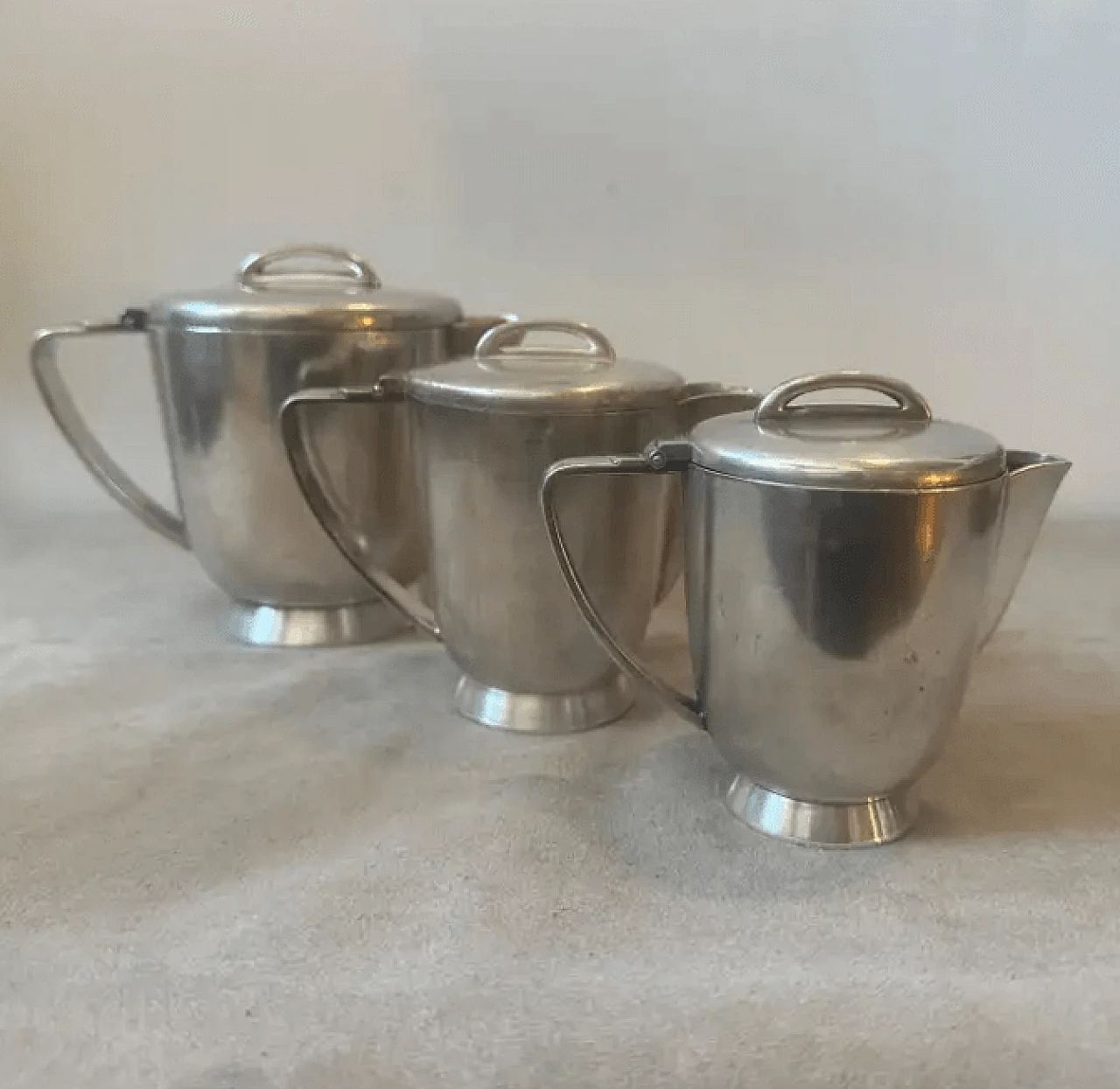 3 Alpaca teapots by Gio Ponti for Fratelli Calderoni, 1930s 2