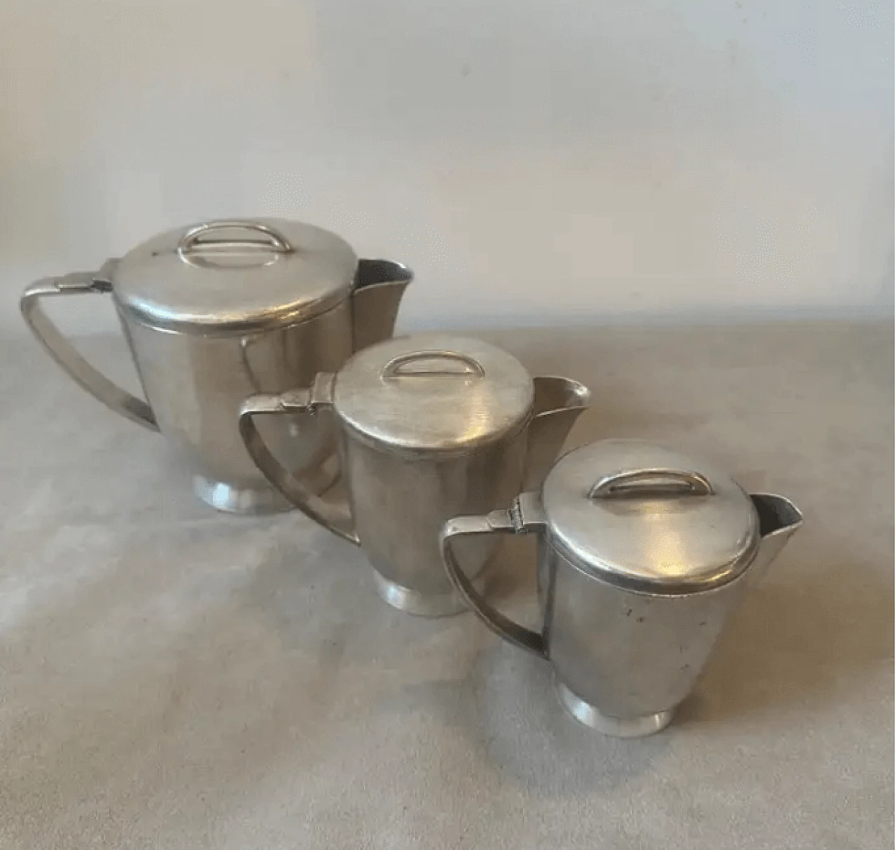 3 Alpaca teapots by Gio Ponti for Fratelli Calderoni, 1930s 3