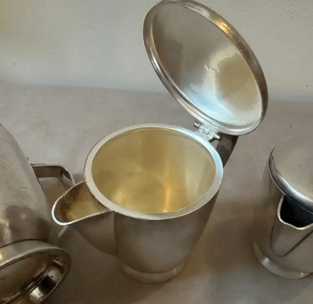 3 Alpaca teapots by Gio Ponti for Fratelli Calderoni, 1930s 12