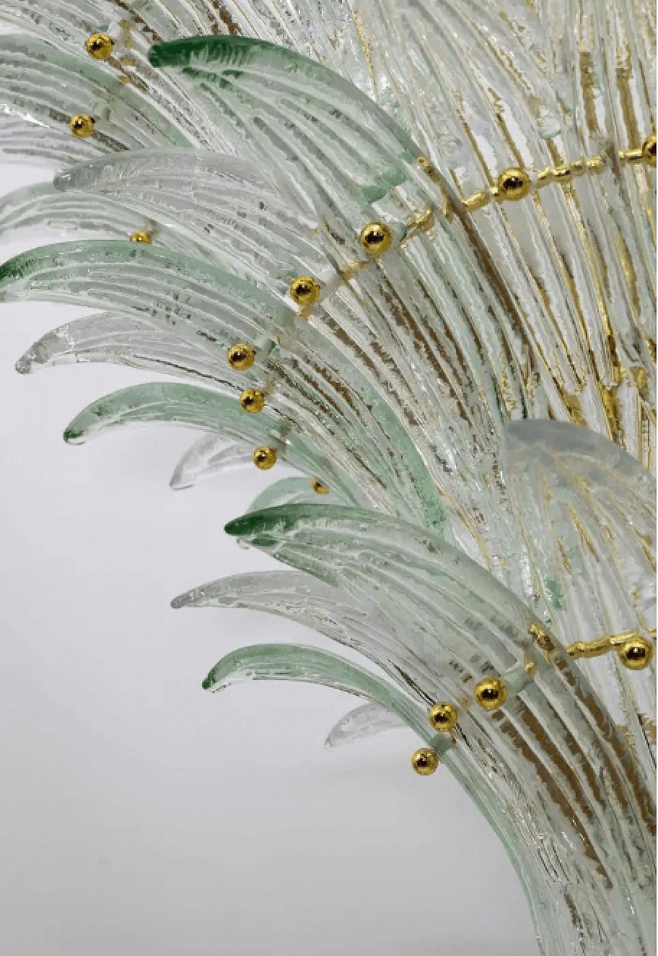 Murano glass and brass palmette chandelier, 1980s 9