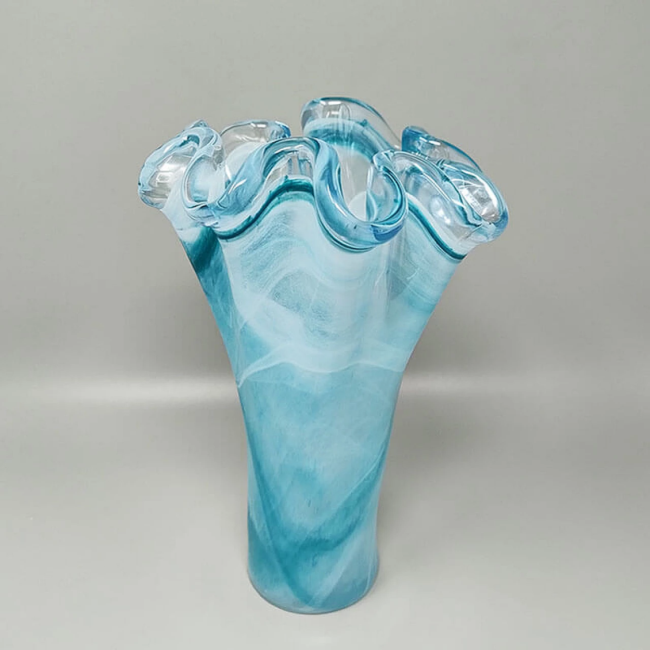 Vaso in vetro di Murano blu di Ca' Dei Vetrai, anni '60 3