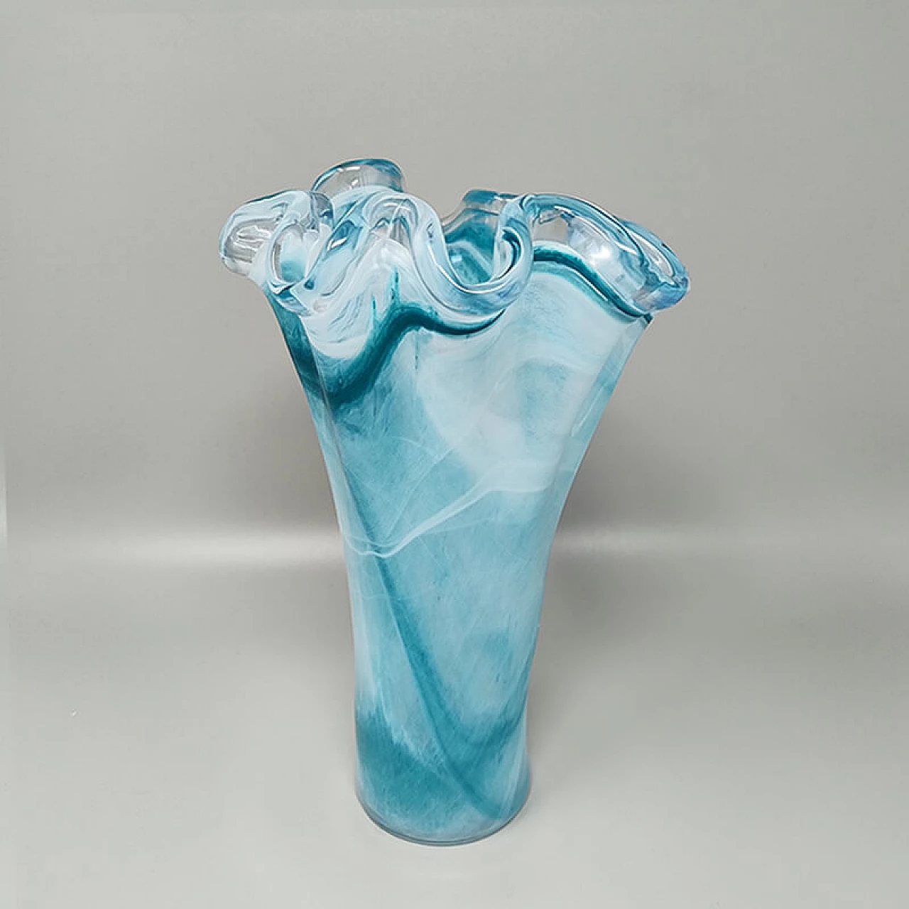 Vaso in vetro di Murano blu di Ca' Dei Vetrai, anni '60 5