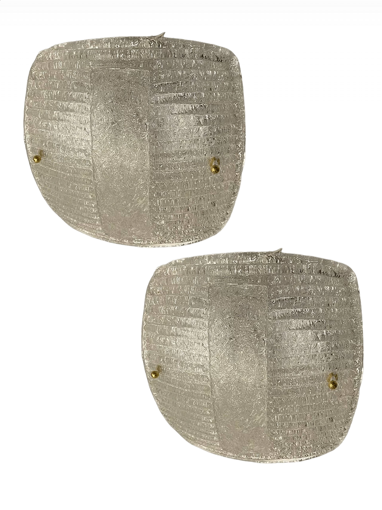 Coppia di applique in vetro di Murano trasparente, anni '80 10