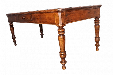 Rustic solid pine table with drawer, 19th century
