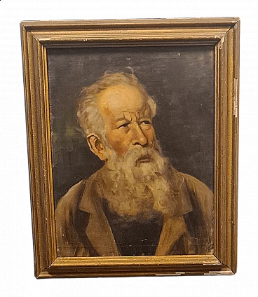 Ritratto di uomo barbuto, olio su tela, fine '800