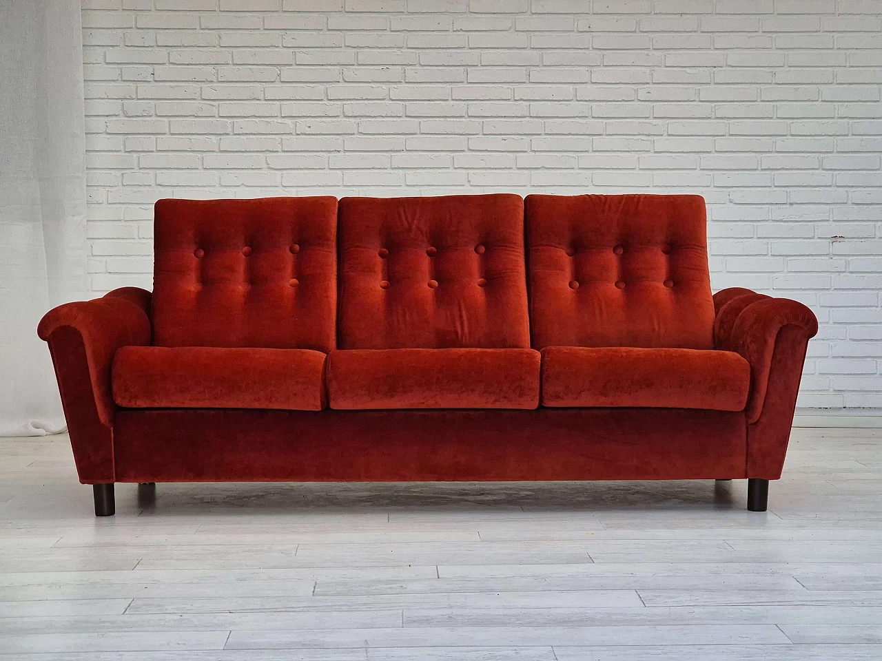 Danish three-seater velvet sofa, 1980s 1