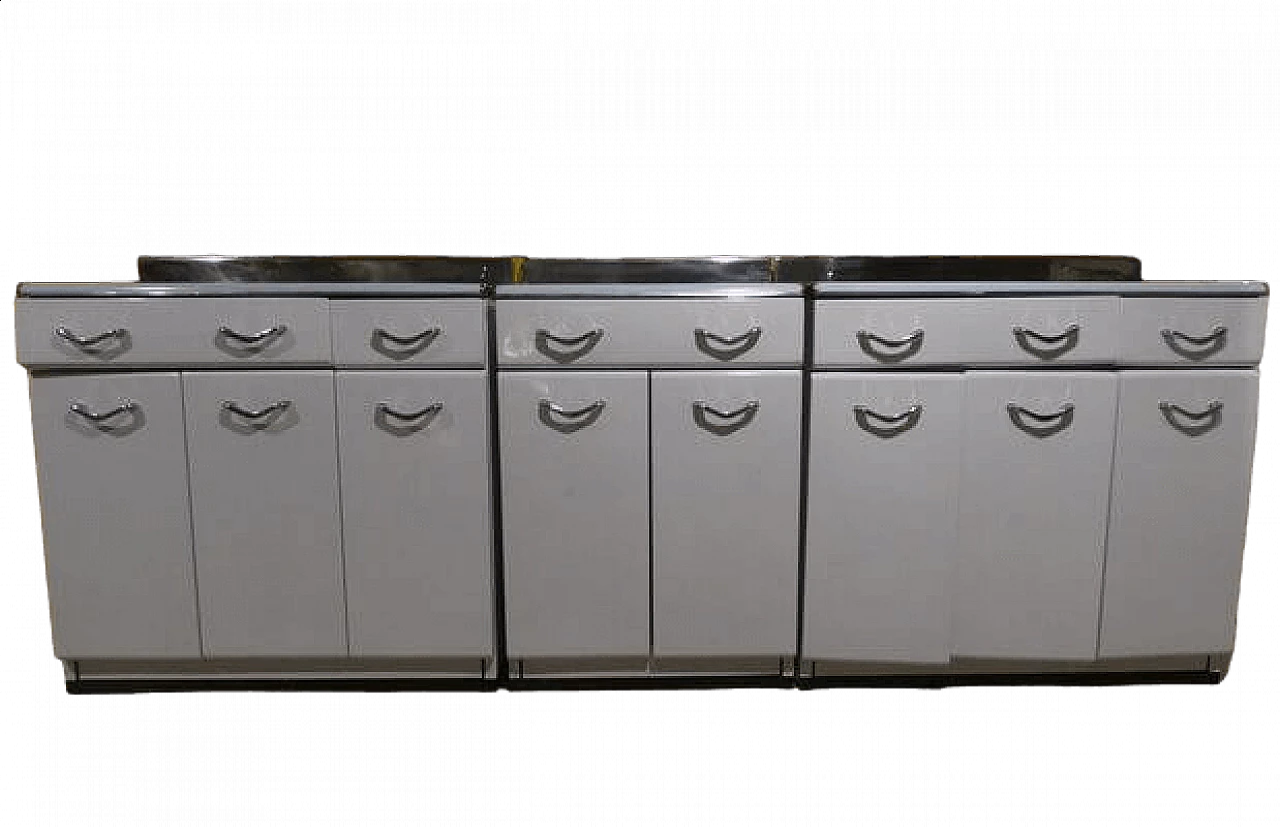 3 White enamelled metal storage cabinets, 1960s 23