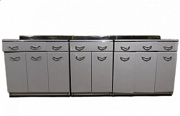 3 White enamelled metal storage cabinets, 1960s