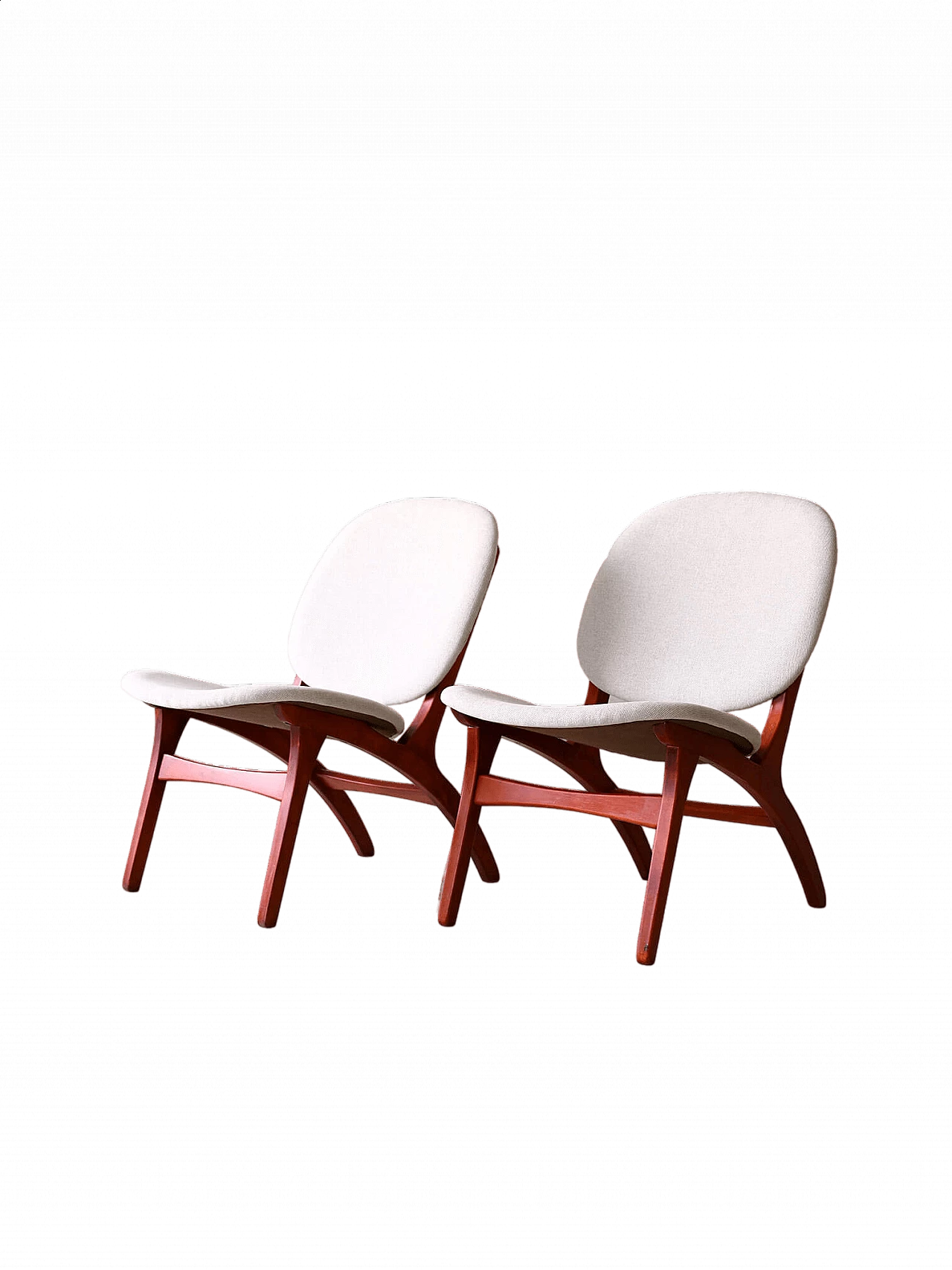 Pair of wood and fabric armchairs by Carl Edward Matthes, 1950s 15