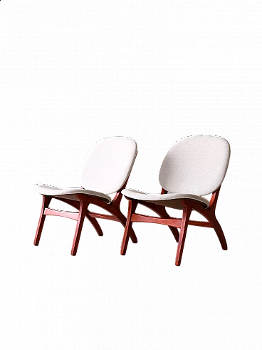 Pair of wood and fabric armchairs by Carl Edward Matthes, 1950s