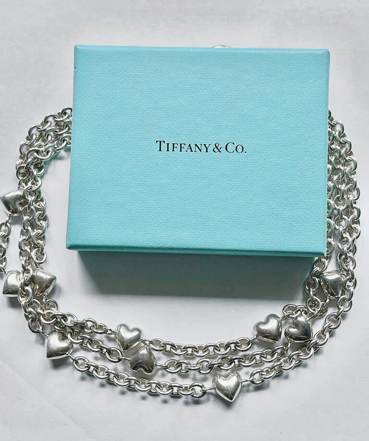 Silver Chain Link Heart Toggle necklace by Tiffany & Co, 1990s 1