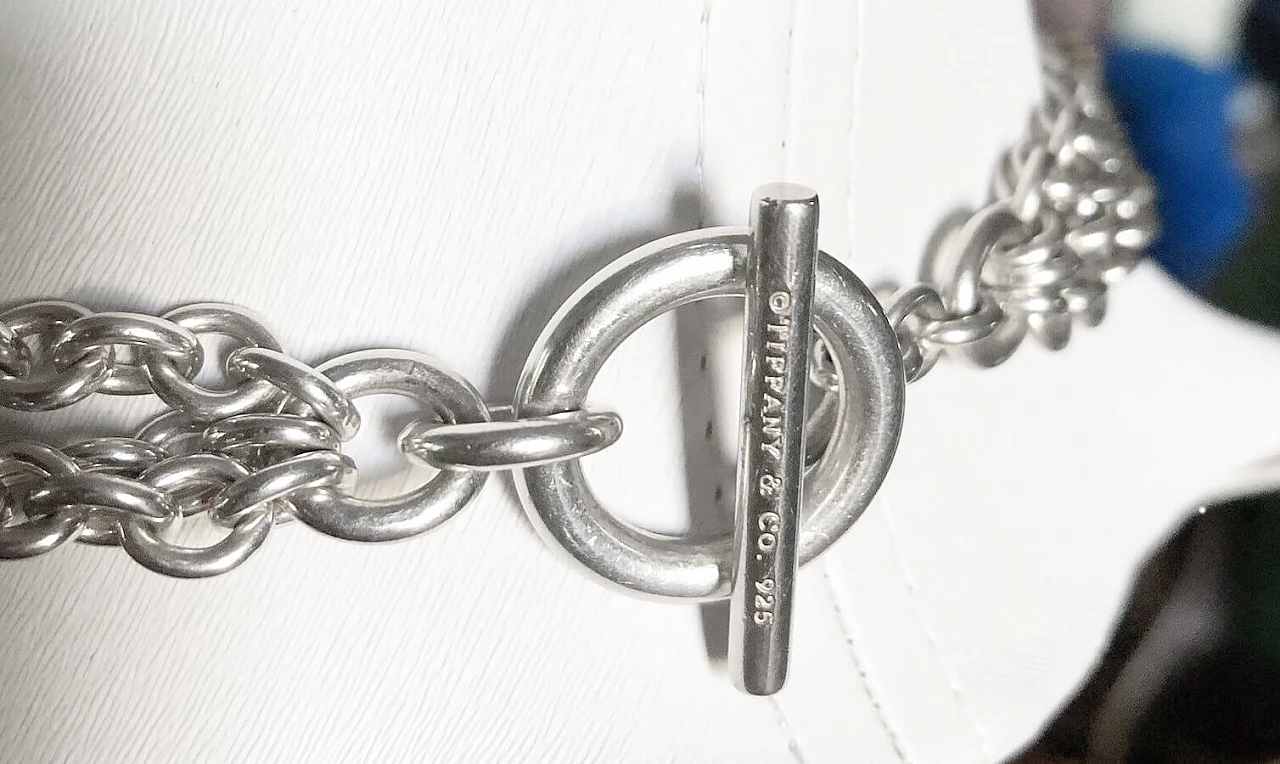 Silver Chain Link Heart Toggle necklace by Tiffany & Co, 1990s 5