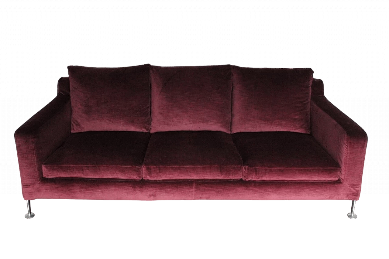 Harry sofa by Antonio Citterio for B&B Italia in Maxalto purple velvet 10