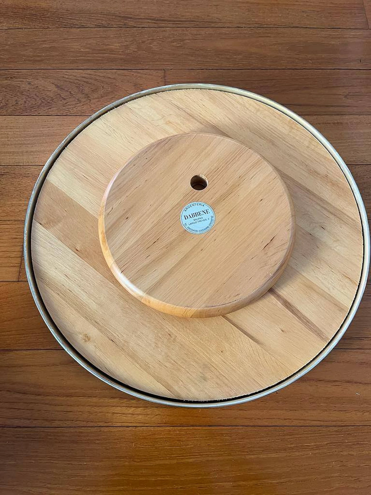 3 Revolving trays in wood and silver 4