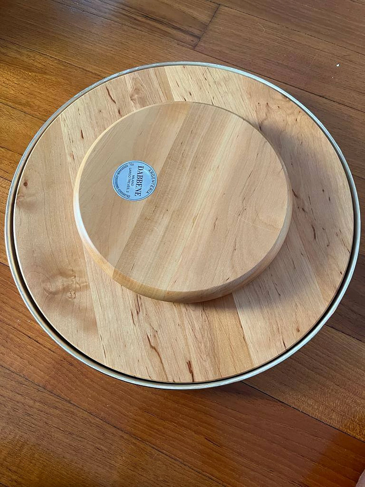 3 Revolving trays in wood and silver 10