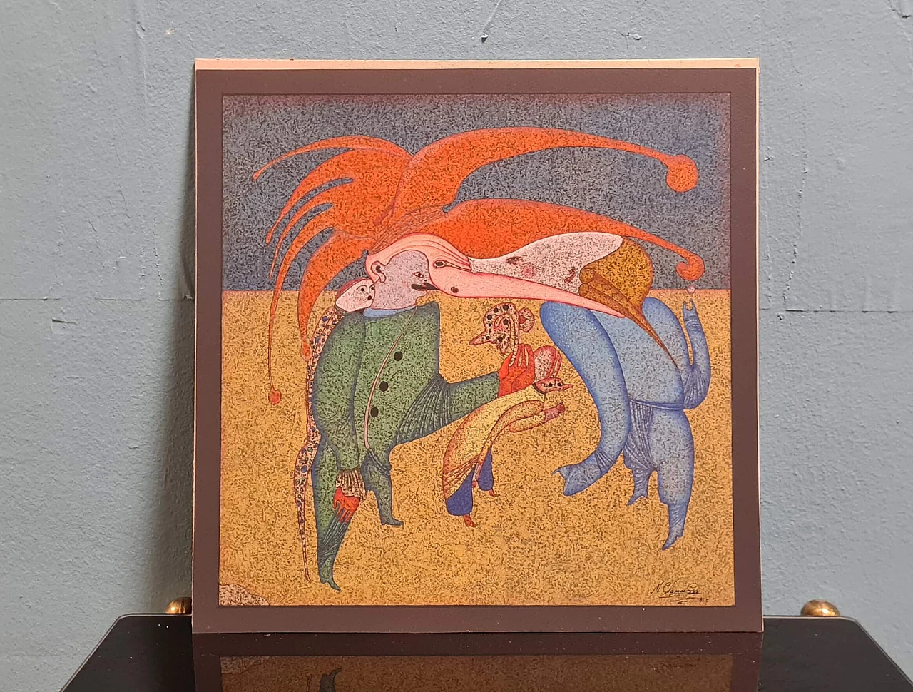 Mihail Chemiakin, Carnival of Saint Petersburg, mixed media painting on cardboard, 1981 2