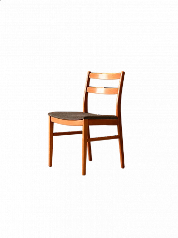 Nordic wooden chair with velvet seat, 1960s