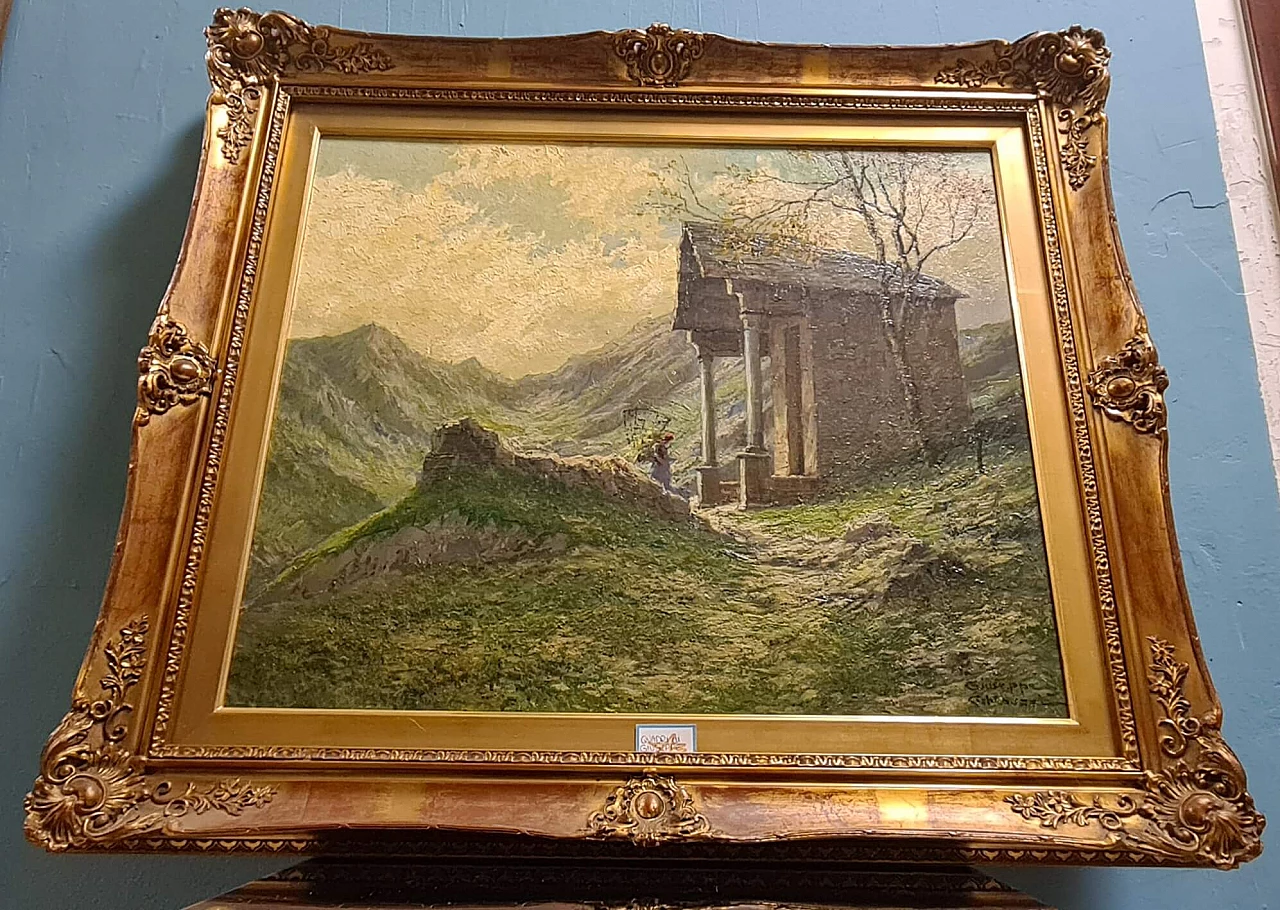 Giuseppe Gheduzzi, Landscape, oil on panel, early 20th century 6