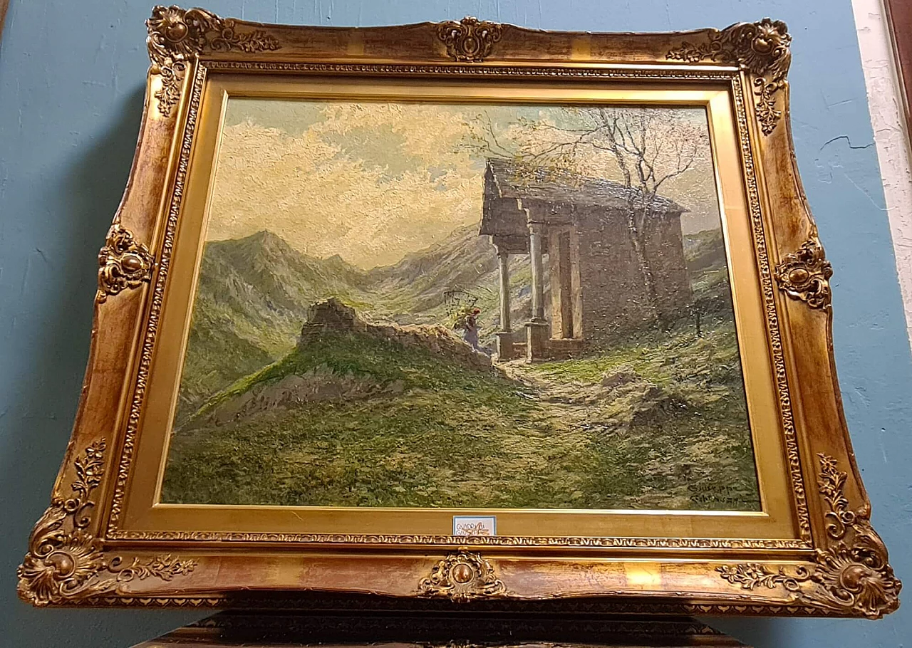 Giuseppe Gheduzzi, Paesaggio, olio su tavola, inizio '900 6