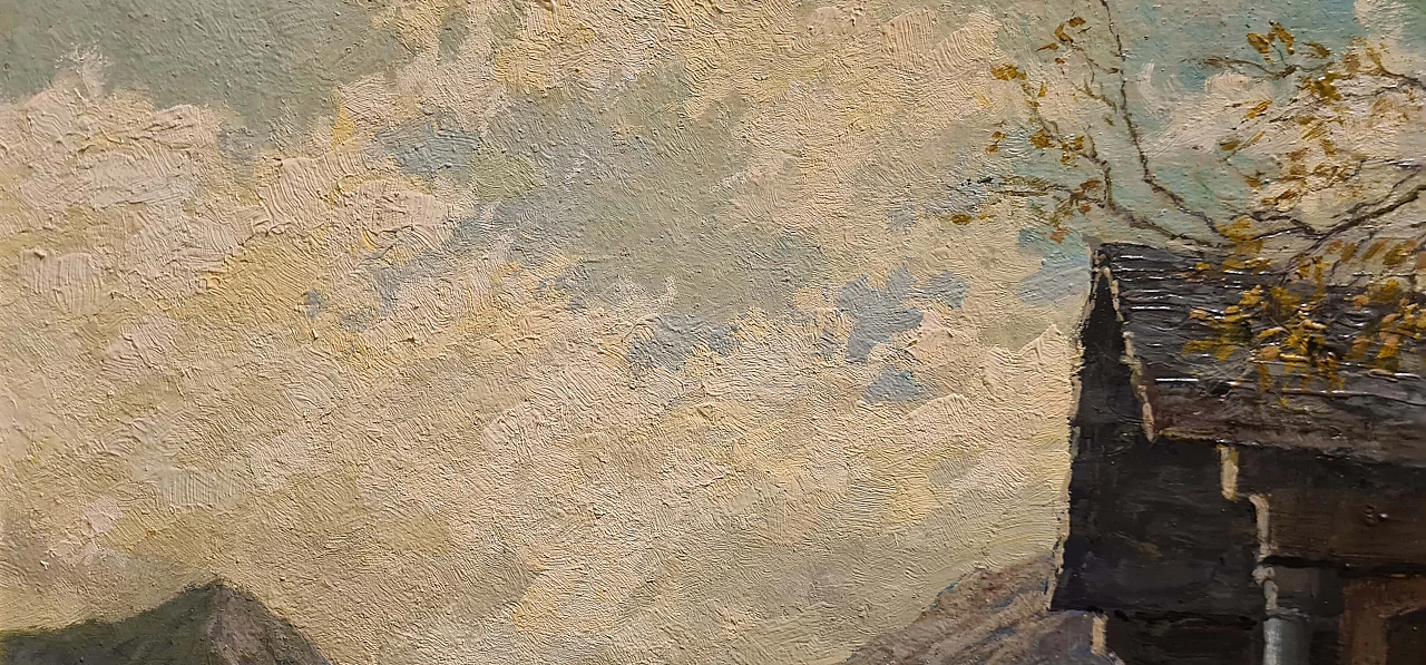 Giuseppe Gheduzzi, Paesaggio, olio su tavola, inizio '900 8