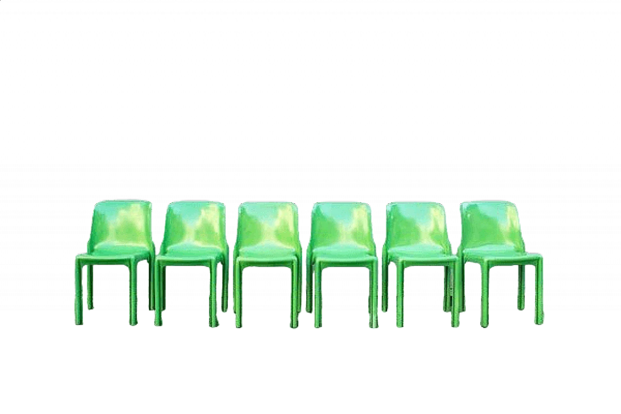 6 green Selene chairs by Vico Magistretti for Artemide, 1979 11