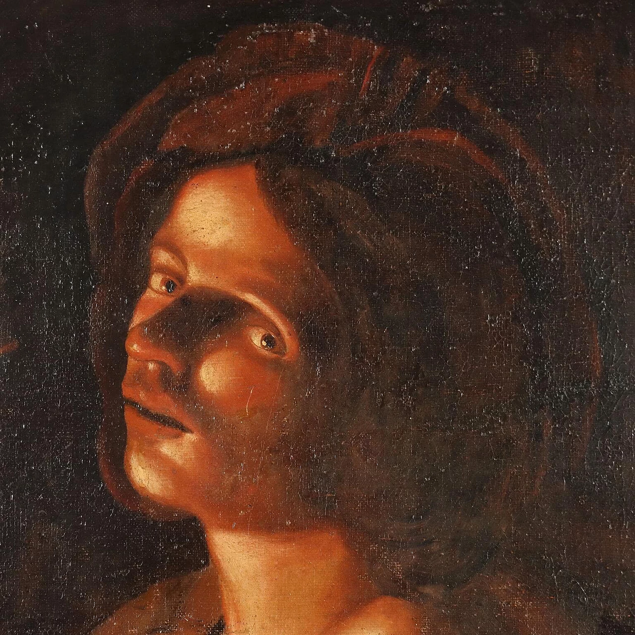 Young man lighting a pipe, oil on canvas, 18th century 3