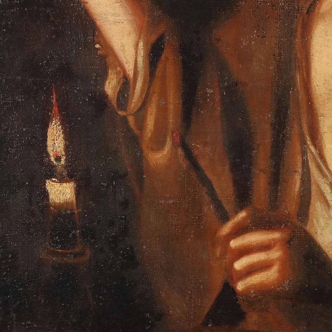 Young man lighting a pipe, oil on canvas, 18th century 6