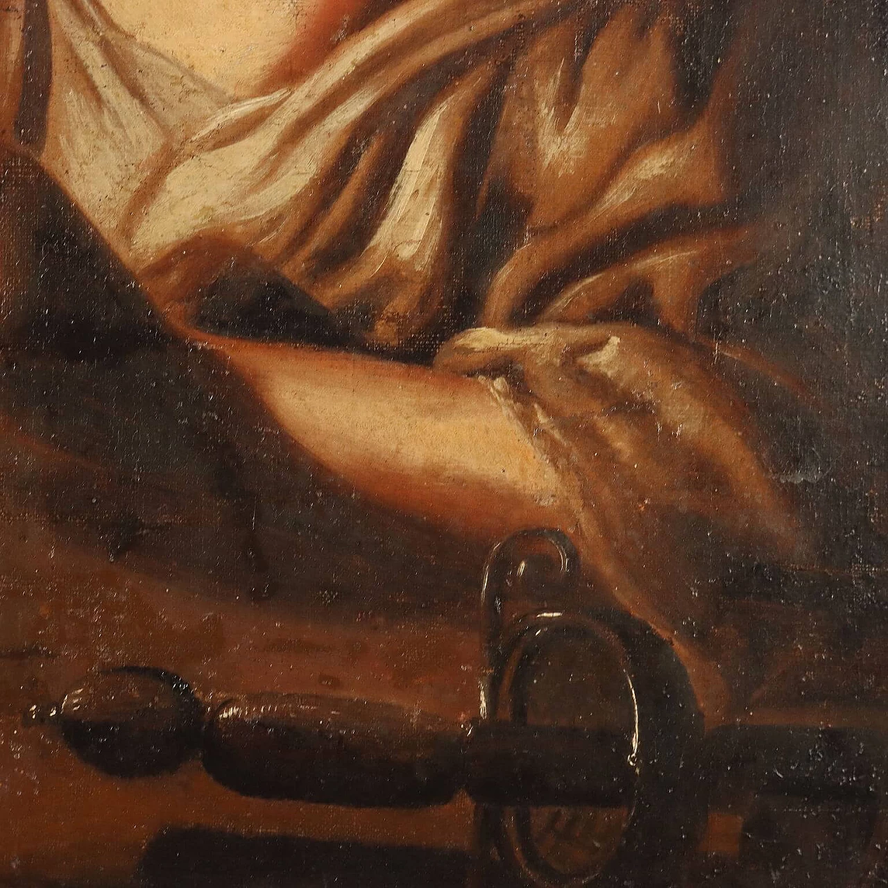 Young man lighting a pipe, oil on canvas, 18th century 7