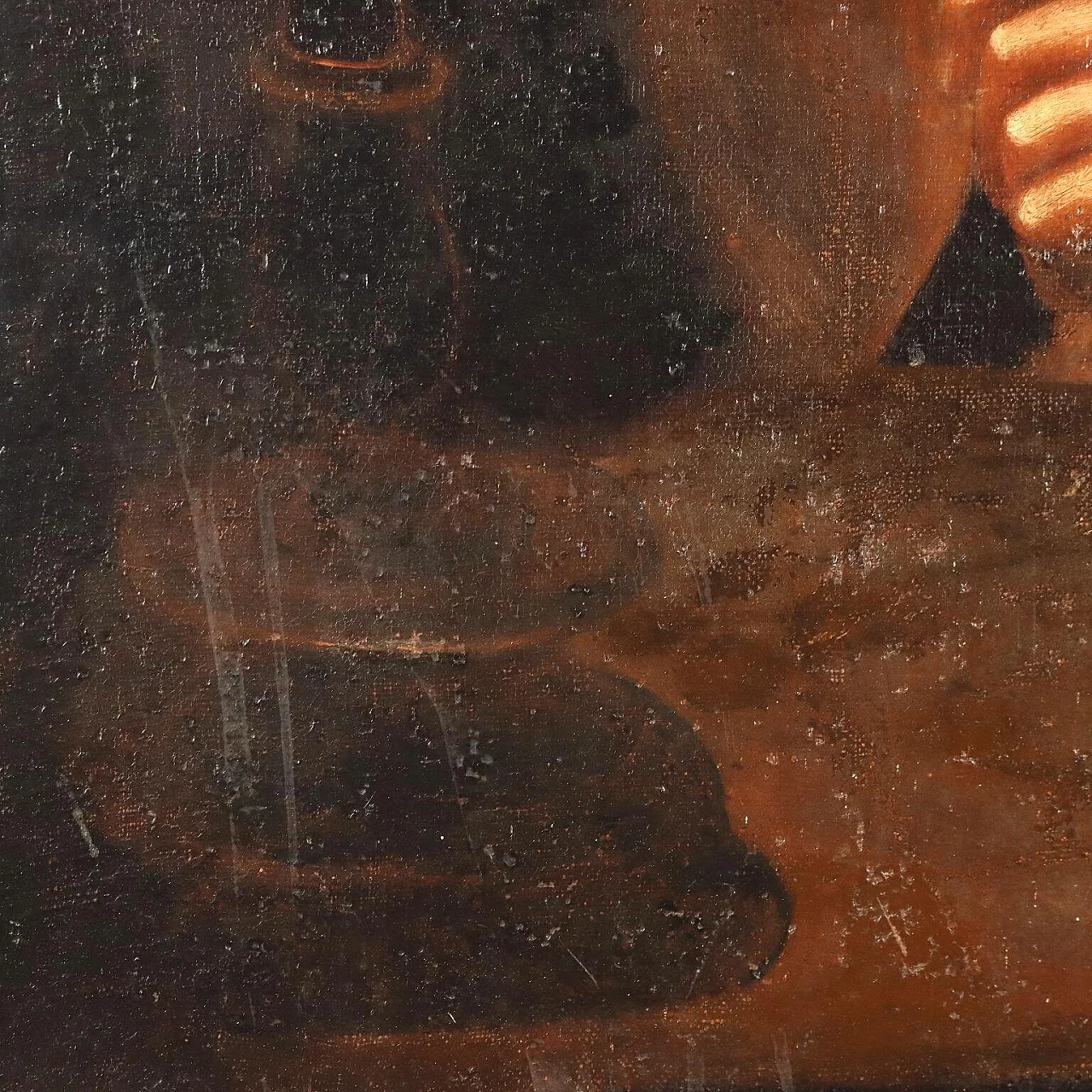 Young man lighting a pipe, oil on canvas, 18th century 8