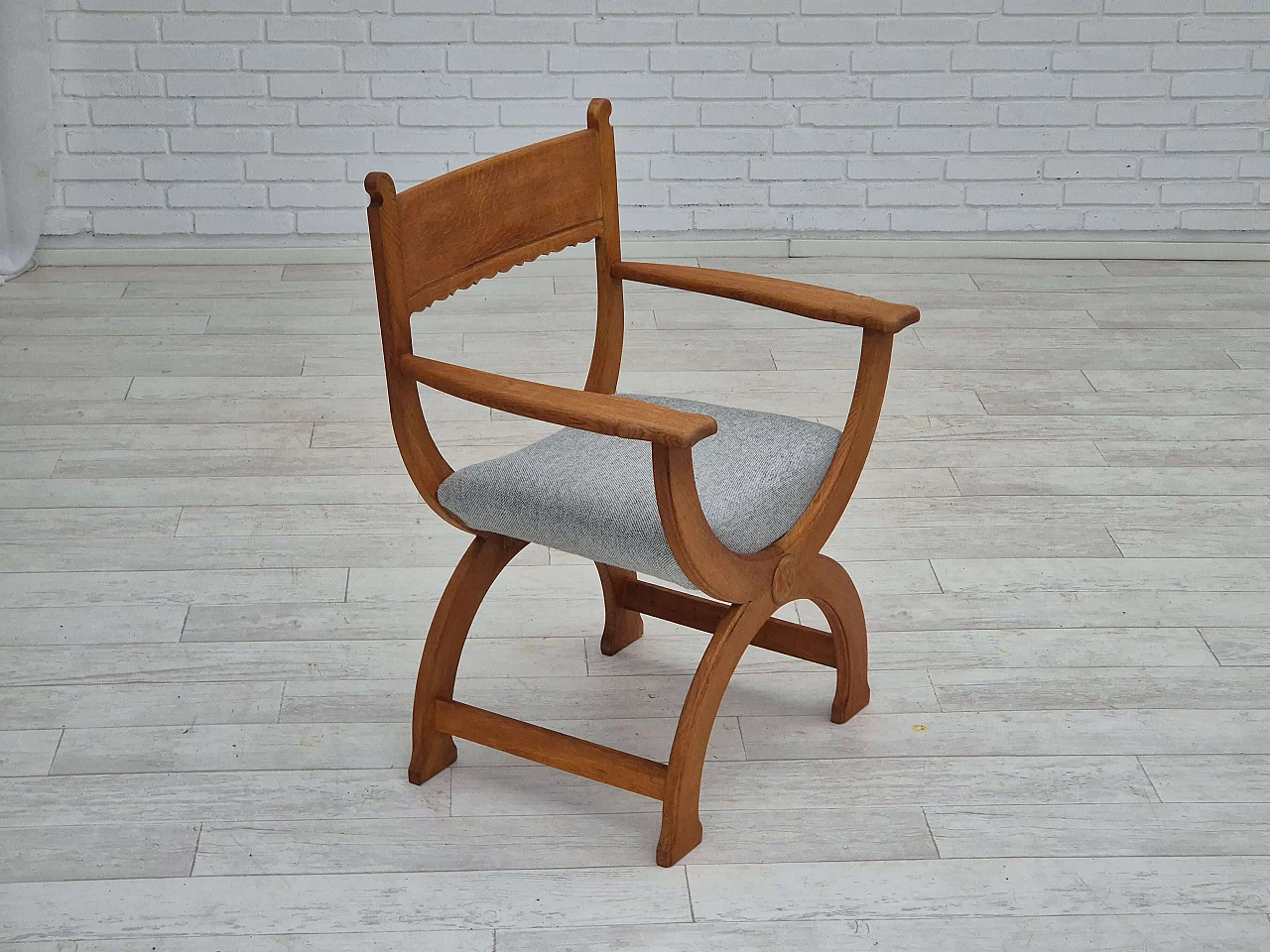 Poltrona danese in legno massello di rovere e lana per mobili Kvadrat, anni '60 2